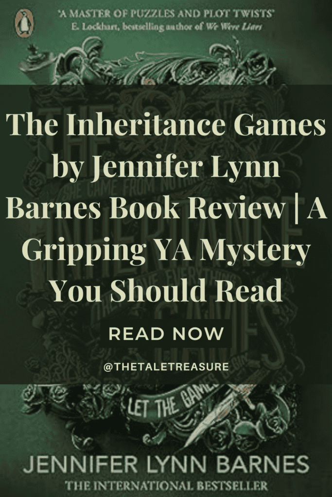 Pinterest pin titled The Inheritance games by Jennifer Lynn Barnes book review